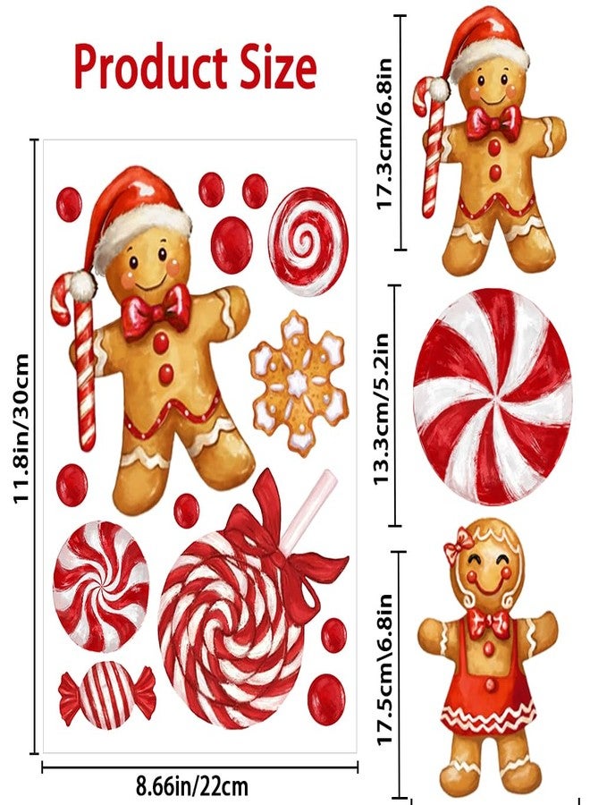 DULEFUN Christmas Window Clings, Gingerbread Man Candy Window's Stickers Decals Oil Painting Xmas Windows Decoration for Holiday Winter Party Home Office Decor - Image 3